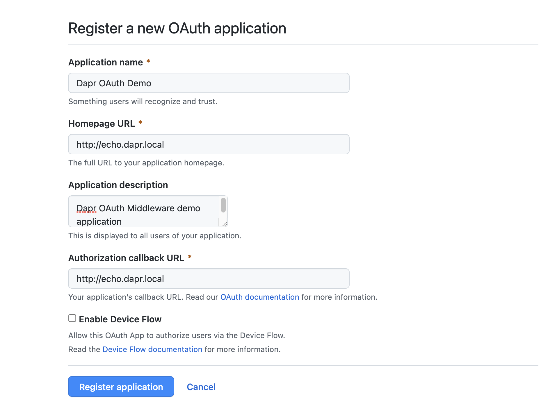 新建 OAuth 应用